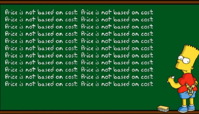 price is not based on cost